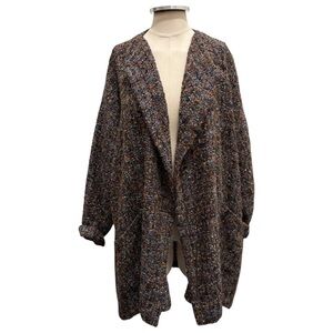 Eskander Tweed Wool Blend Oversized Open Front Cardigan Size 1 US 12